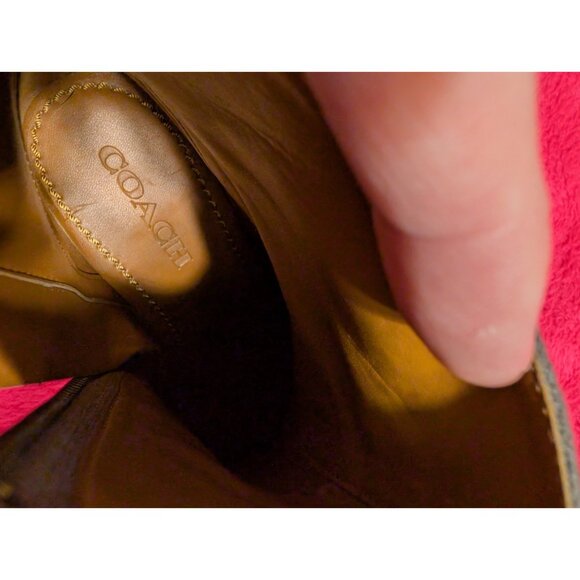 Coach Farrah Grey Suede Heeled Ankle Boot Booties Studs Size 6.5 Side Zip - Picture 8 of 12